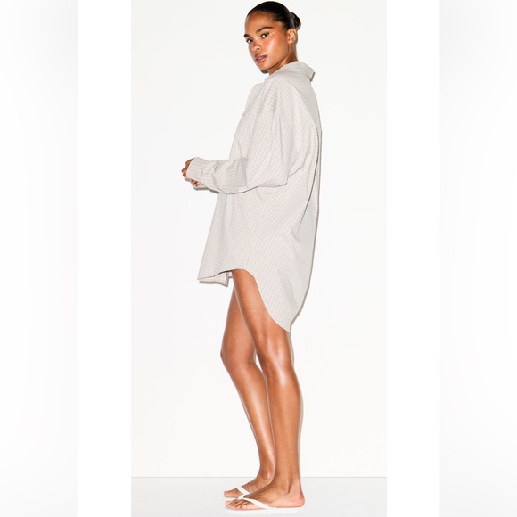 NWT SKIMS COTTON POPLIN SLEEP BUTTON UP OVERSIZED SHIRT-DRESS | 4XL - Picture 1 of 14
